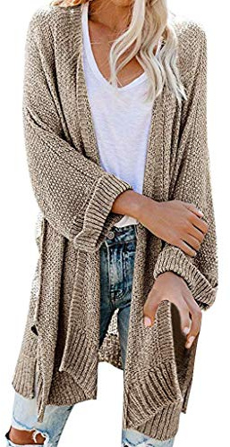 Abrigo de punto para mujer negro largo - abrigo de verano para mujer, ligero, talla grande, cárdigan de verano, chaqueta fina, vestido de punto, túnica sin capucha, chaqueta de primavera/chaqueta de
