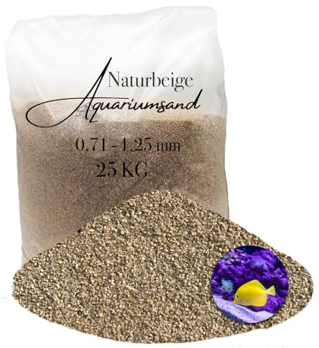Aquagran Aquariumsand Aquariumkies beige im 25 kg Sack, kantengerundet, gewaschen, ungefärbt 0,71-1,25 mm