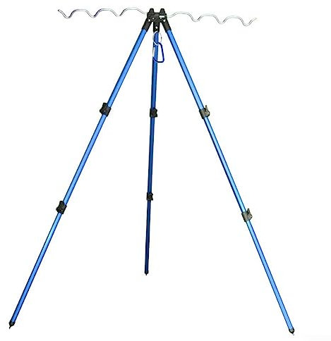 Trípode de soporte de pesca, soporte plegable de aluminio, retráctil, construcción resistente (B azul)
