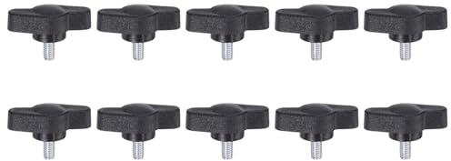 QUARKZMAN 10 Stück Rändelschrauben mit T Flügelknöpfe M4 x 6mm Kunststoff T-Kopf Gewindebolzen Klemmschraube Flügelschraube Haltegriffe 27mm Klemmknopf Daumenschrauben für Maschine, Schwarz