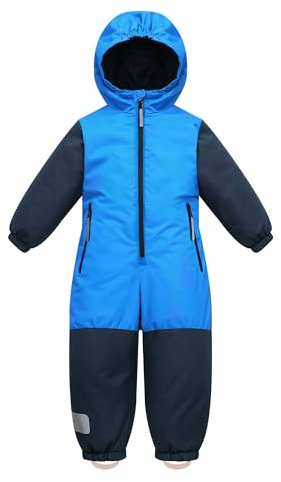Owntop Combinaison de Ski Enfant Mixte - Combinaison Neige Imperméable et Coupe-Ventavec Capuche et Bandes Réfléchissantes pour Fille et Garçon(Bleu,110)