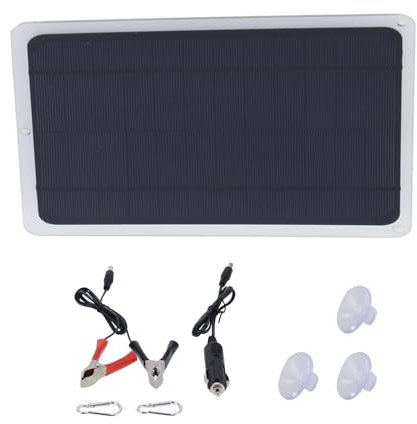 Chargeur de Panneau Solaire, Chargeur de Batterie de Voiture Solaire, Kit de Panneau Solaire 6 W 12 V, Chargeur d'entretien Solaire pour Voiture, Camping-car, Bateau, Téléphone