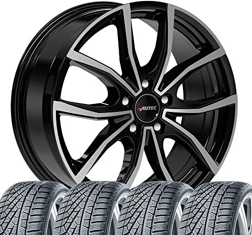 4 Winterräder Winter Vidron 7x18 ET 43 5x112 Schwarz poliert mit 215/50 R18 92V HAN Winter i*cept evo3 W330 FSL M+S 3PMSF