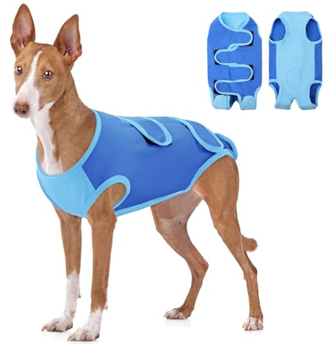 ASENKU Hundebody Nach Op, Hundebody Nach Kastration Hündin Rüde, Hundepyjama für Kleine, Mittlere und Große Hunde,Erholungsanzug nach Operation, Anti-Lecken, Wundschutz, Kegel-Alternative, Blau, M