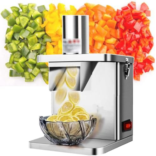 HCZKIUJY Cortadora de Frutas y Verduras eléctrica, cortadora de Verduras Comercial, cortadora de Alimentos eléctrica de 250 W, la Cubierta Superior se Puede Quitar para Limpiar la Cuchilla
