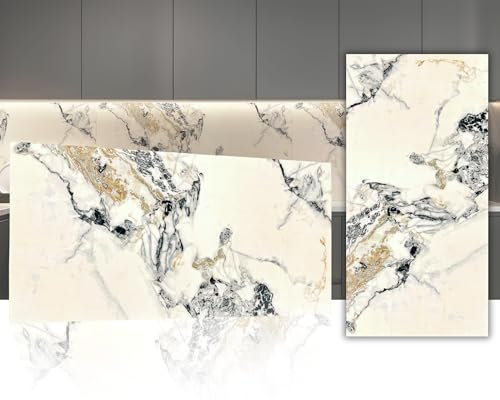 5x Wandpaneelen, Marmoroptik – Hochwertige PVC Wandverkleidung | 120x60 cm | 2,5 mm dick | Wasser- & UV-beständig | Feuchtigkeitsresistent | Alternative zu Fliesen & Marmor | DIY-Montage (Cremig 01)
