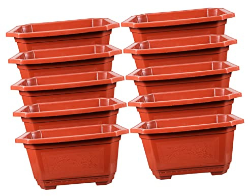 SOIMISS 10 Macetas Rectangulares Grandes para Bonsái de Plástico, Prácticas y Fáciles de Mover, Ideales para Jardinería en Exteriores y Cultivo de Plantas Pequeñas