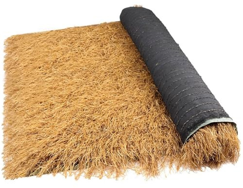 YZRXD Techo de Paja Artificial Ignífugo, Tiki Bar Techo de Paja de Palma Sintética Impermeable Tropical Decoraciones para Fiestas Césped de Pato Balas De Heno(Size:1x10m(3.2x32ft),Color:Amarillo)