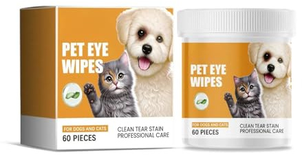 Augenpflege FingerPads für Hunde,Pet Eye Wipe,120 Stück Augenpflege Hund und Tränenfleckenentferner Hund, Augen Reinigungspads Hunde & Katzen, Entfernt Tränenstein & Speichelreste,Sanfte (60)
