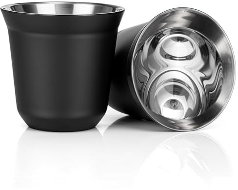 axibanni tasse expresso tasse cafe Lot de 2 tasses à moka à double paroi en acier inoxydable 304 80 ml
