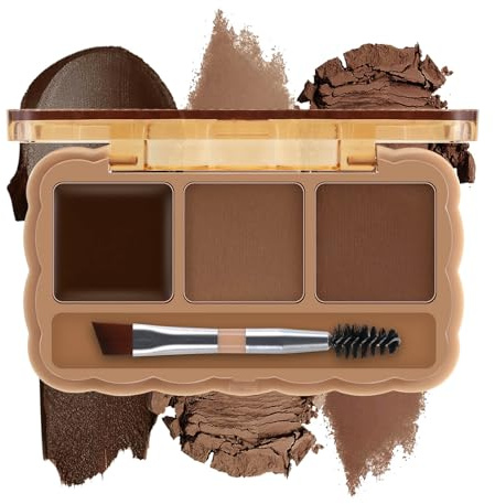 Boobeen Kit per sopracciglia, polvere e pomata per sopracciglia a 3 colori, pennello a doppia estremità, per scolpire e definire le sopracciglia, per principianti