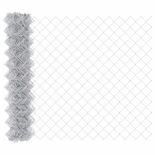 vidaXL Kedjelänk Stängsel Silver 10 x 1,4 m Galvaniserat stål, Trädgård och terrassstaket, rektangulärt, slitstarka UV-resistenta material, modern utomhusskydd