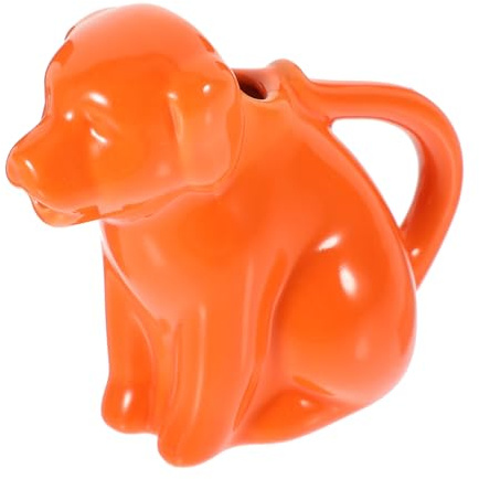 BESPORTBLE Ceramic Animal Creamer Pitcher Dog-Shaped Small Milk Jug Orange with Handle Vintage Sauce Serving Ceramic Pitcher for Home Coffee and Dining Use