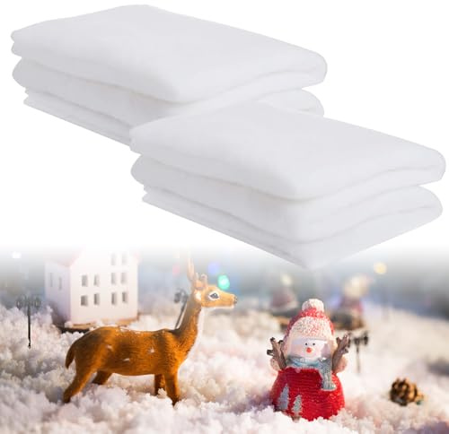 Afenau Schneedecke Deko Weihnachten, 2 Stück 90 X 240cm Schneewatte Weihnachten, Schnee Deko Weihnachten, Kunstschnee Matte für Winterdekoration, Dorfdekoration