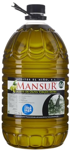 MANSUR - Garrafa 5 L Aceite de Oliva Virgen Extra de Andalucía - Envio 24h - Aceite de Oliva Andalucía Premium - Aceite Regalo (GF 5 l, 1, unidad)