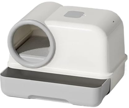 Genérico Caja de arena for gatos con cajón pasillo, cerrada en plástico, inodoro for(GRAY)