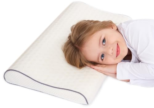 SIKAINI Kinderkissen 50x31 cm Memory Foam, Ergonomisches Nackenstützkissen Kinder, 2 Höhen 4–6 cm, Atmungsaktiv, Waschbarer Bezug, Oeko-TEX, Hypoallergen, 3–10 Jahre