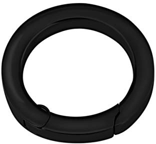 Quiges Clip Ring Carrier Schwarz 17 mm Edelstahl Verbindungsring für Kette und Coin Anhänger mit Karabiner Snap Verschluss
