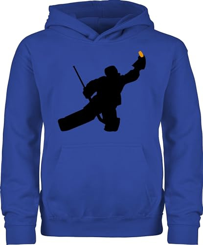 Kinder Hoodie Jungen Mädchen - Sport Kleidung - Towart Eishockey Eishockeytorwart - 152 (12/13 Jahre) - Royalblau - hoody 25. geburtstag hockey pullover ice pulli torwart junge tormann kids