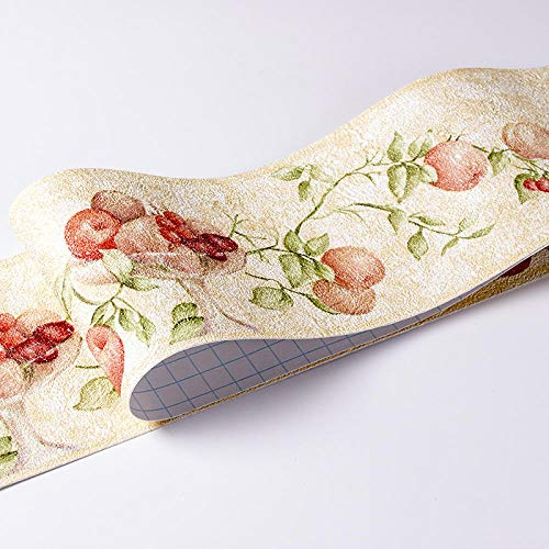 Borde del papel pintado Fruta amarilla Auto Adhesivo del Papel Pintado del PVC Cenefa autoadhesiva para decoración de pared de cocina, baño