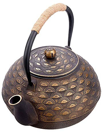 Teekessel Gusseisen Handgefertigte Gusseisen Teekanne 2L Kessel Tee-Set Mit Edelstahl-Infusionskorb/Filter Im Japanischen Stil Retro (Size : 2L)