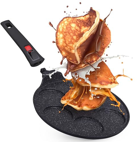 INTIGNIS® Padella antiaderente - Mini padella per pancake multiforo, padella per crêpes e pancake in stile americano con 4/7 fori per pancake individuali perfetti (7 - Smart)