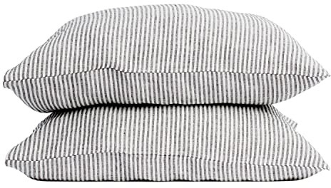 My Linen Home Kissenbezug 40x80 Leinen 2er Set | Hochwertiger Kopfkissenbezug in Streifen | 100% Stonewashed Leinen Bettwäsche | Made in EU | Antiallergisch & Hautverträglich