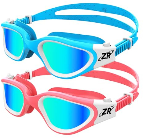 ZIONOR Kids Swim Goggles, 2 Packs G1MINI Polarized Swimming Goggles for Girls and Boys, UV Protection Anti-Fog for Child and Youth （GoldLens+GoldLens）