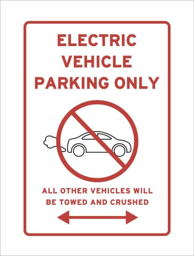 Zukeo Ltd Aluminium Red Electric Vehicle Charging Parking Only Not Welcome Exhaust Sign Funny Hilarious Joke Car Reserved Warning EV