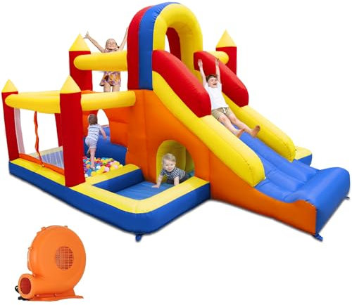 Ballsea Castello gonfiabile per bambini con ventilatore, gonfiabili per bambini di 3~8 anni, gonfiabile per bambini 335 × 280 × 206 cm