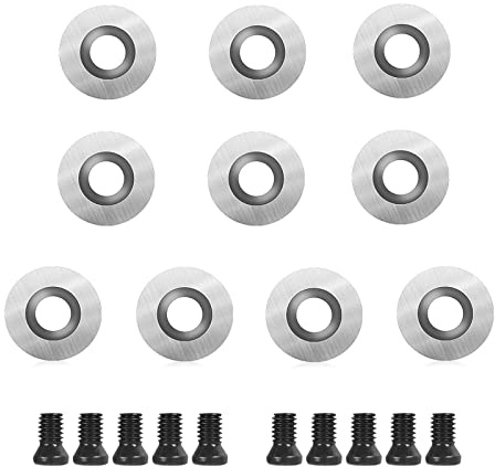 AYYDS 10 Stück Rund Hartmetall Wendeschneidplatten für Drehmeißel, CNC Hartmetall Einsatzschneider für Holz Drechselwerkzeug mit M4 Schrauben, Hartmetalleinsätze (16mm)
