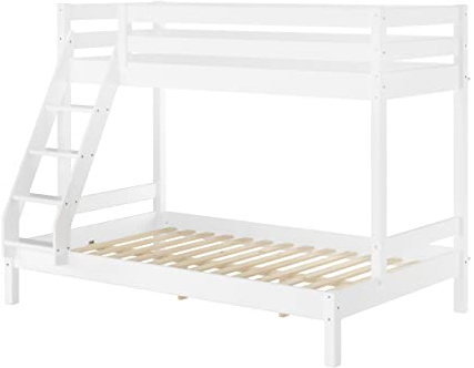Erst-Holz®Doppel Stockbett 80 x 200 cm / 120 x 200 cm für Erwachsene WeißRollrost inkl.