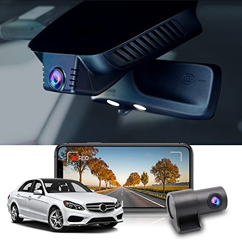Fitcamx Dashcam Auto Vorne Hinten Kompatibel mit Mercedes-Benz E-Class 2010-2016 W212 (HD2-6052), Dashcam 4K WiFi 2160P+1080P UHD Video, OEM Zubehör, G-Sensor, Loop-Aufnahm, WDR, 128-GB-Karte