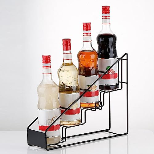 Kaffee-Sirup-Regal für Kaffee-Bar-Zubehör, Drahtregal mit 3 Fächern, freistehendes Weinflaschenregal, Flaschenständer für Küche, Café, Geschäft Schwarz