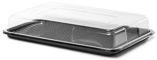 Sunrise Packaging Reusable Catering Buffet Party Sandwich Trays with Clear Lids | Cakes Sweets Treat Dessert Display Recyclable Sandwich Platters (39cm x 29cm) (5 Pack)