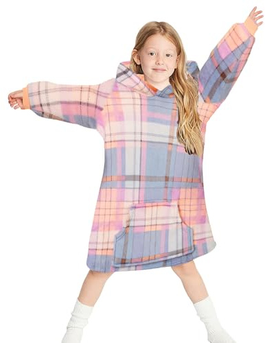 Gifts Treat Sudadera con capucha extragrande para niños, sudadera con capucha para niñas y niños, sudadera Sherpa, manta con capucha de felpa, suéter suave, cálido y acogedor para niños, adolescentes
