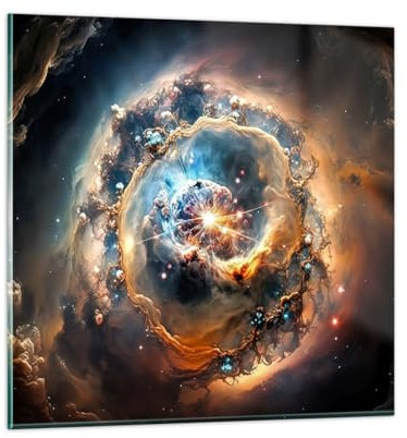 Moderne Impression sur Verre 70x70cm Image Tableau en Verre Decoration Murale Univers Cosmos Galaxie Grand Tableaux Decoratifs Muraux Chambre Cuisine Carré Deco Cadre Salon Art Wall GAC70x70-5808
