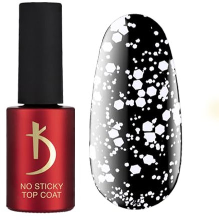 Kodi Professional Top Coat Semipermanente - Top Coat No Wipe Gel UV - Blanco Copos -7ml- Esmalte Semipermanente Capa Superior en Gel para Uñas - White Crush