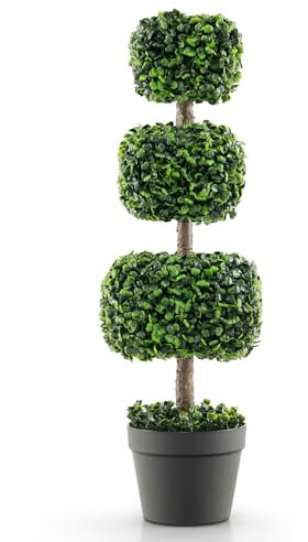 COSTWAY 75 cm Kunstpflanze grün, Kunstbaum mit Topf, Zimmerpflanze Deko, Dekopflanze künstlich, Grünpflanzen für Zuhause Garten Büro, Topfpflanze Buchsbaum Pflanzendekoration (1 Pack)