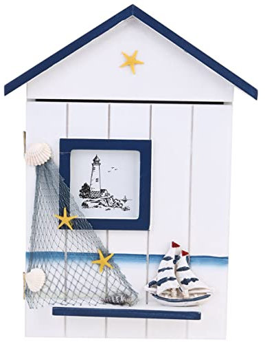 ABOOFAN 1 Pc Armadietto Portachiavi a Muro Casetta Portachiavi in Legno Portachiavi Nautico Armadietto Portachiavi a Parete Cassetta Portachiavi a Muro Di Legno Il Bianca
