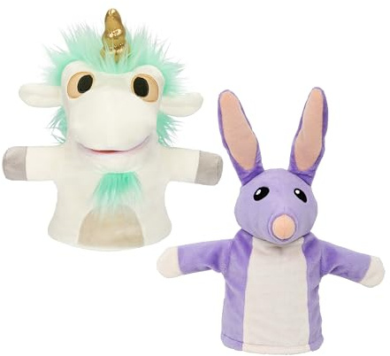Bluey Unicorse & Bob Bilby Handpuppe Plüsch, 2 Stück, 20,3–22,9 cm, weicher Deluxe-Stoff, gestickte Details, perfekt für Kleinkinderhände, fantasievolles Spielen, offizielles Bluey Spielzeug, exklusiv
