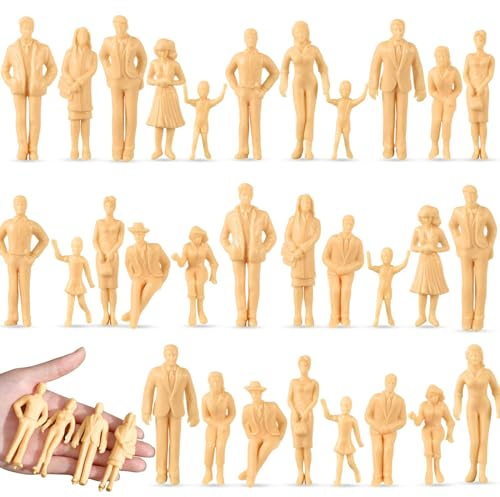 Namalu Set di 30 statuette architettoniche 1:25 in plastica dipinte per modellino e treno