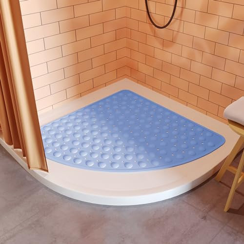 Quadranten-Duschmatte,Viertelkreis Duschmatte,Duschmatte FüR Runddusche,Leicht Zu Reinigen,Anti Rutsch,Abfluss,Komfort,Mit SaugnäPfen,FüR Begehbare Duschen,Stehende Duschen,Kleine Badewannen