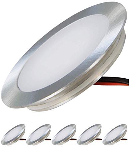 ETT Distribution GmbH 12V LED Bodenspots Ultra flach 5 x 0.5W Wandeinbauleuchten Tom 3000K Rund IP67 Einbaustrahler Trittfest Begehbar Lochausschnitt: 46mm