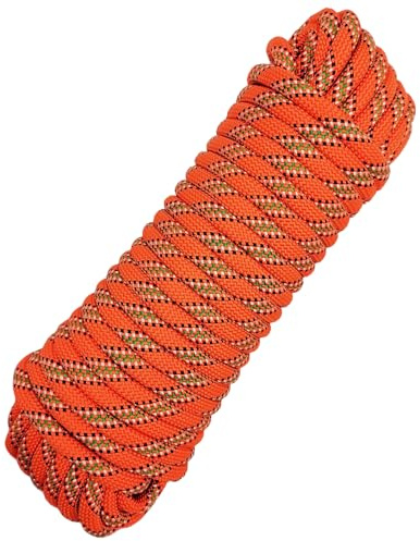 10mm Climbing Rope, Multipurpose Rope, Durable Outdoor Cord for Climbing, Camping, Hiking, Outdoor Adventures, Boating, Fishing, DIY Crafts, and Home Projects (Orange, 20m)