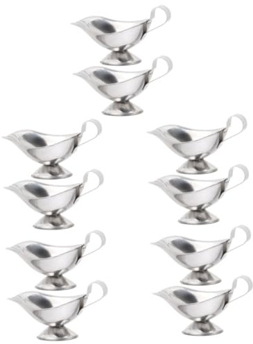 ULTECHNOVO 10pcs Stainless Steel Sauce Boat Gravy Boat Saucer Jug Sauce Gravy Pot