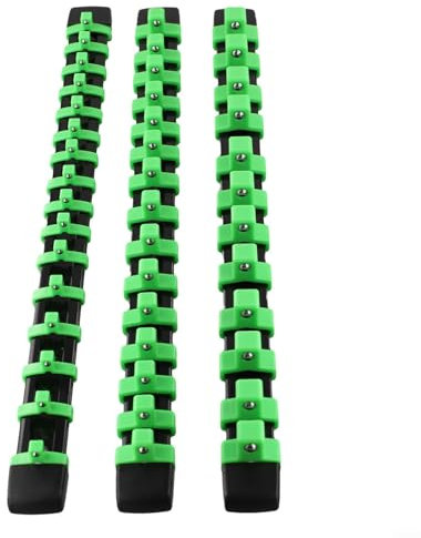 EXTRWORY Organizador de llaves de vaso de 3 piezas, juego de guías para llaves de vaso, filas de zócalos, estantería de almacenamiento (verde)