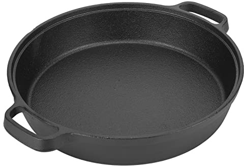 HAOHIZE Cast Iron Skillet,25CM/9.8in Thickened Pancake Pan Cast Iron Flat Bottom Pan 2 Handle Kitchen Frying Pan for Household