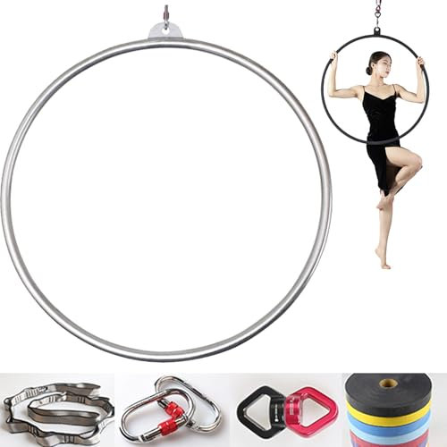 XNZJHPP Aerial Hoop Set, 85 cm/90 cm Aerial Ring Set, Single Point Circus Aerial Equipment Yoga Hoop, für Tanzstudio, Aerial Fitness (90cm 2.5cm)