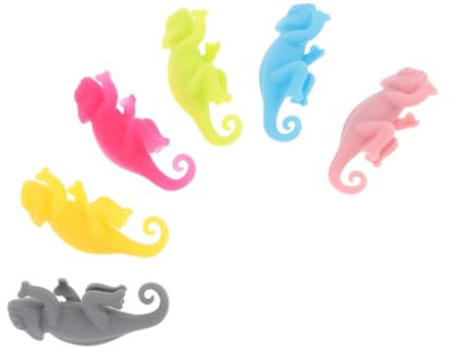 COLLBATH 6pcs Cartoon Silicone Wine Glass Markers for Cocktail Martinis Colourful Drink Tags for Party Supplies